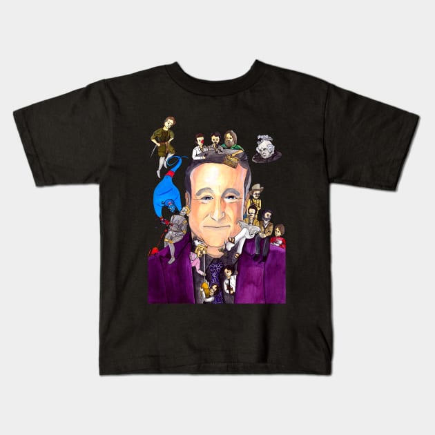 Robin Williams Kids T-Shirt by Aviva Bubis